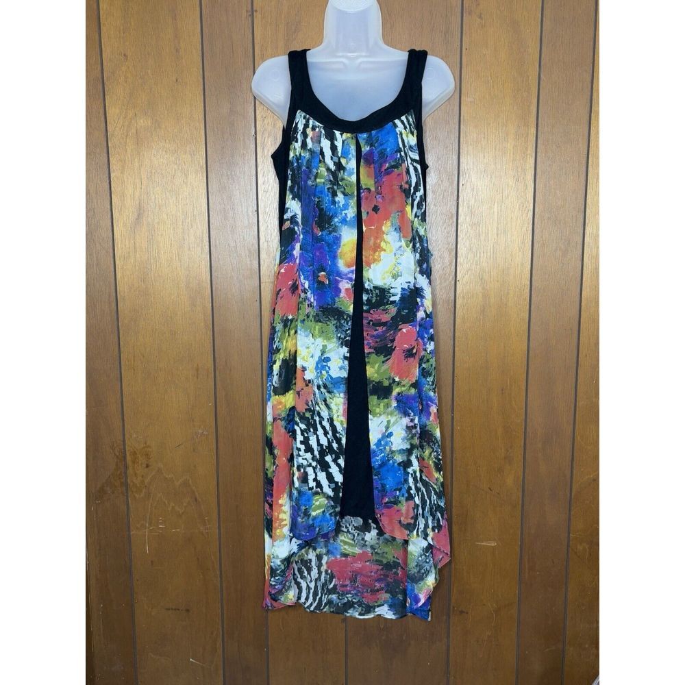 Milano Dress Women's Medium Boho High Low Artsy Abstract Colorful Bold Fairy